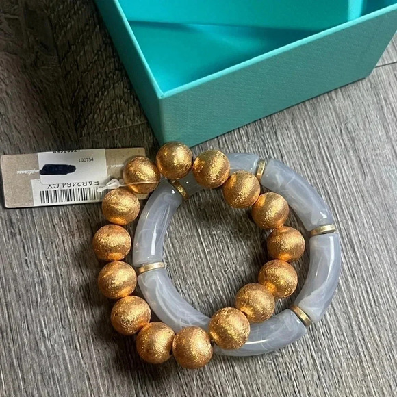 Gray and Gold Stretch Bracelets Set - Picture 2 of 7